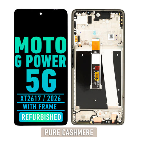 Motorola Moto G Power 5G (XT2617 /2026) LCD Assembly With Frame (Refurbished) (Pure Cashmere)
