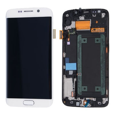 Samsung Galaxy S6 Edge OLED Screen Assembly Replacement With Frame (AT&T / T-Mobile / International) (Refurbished) (White Pearl / Silver)