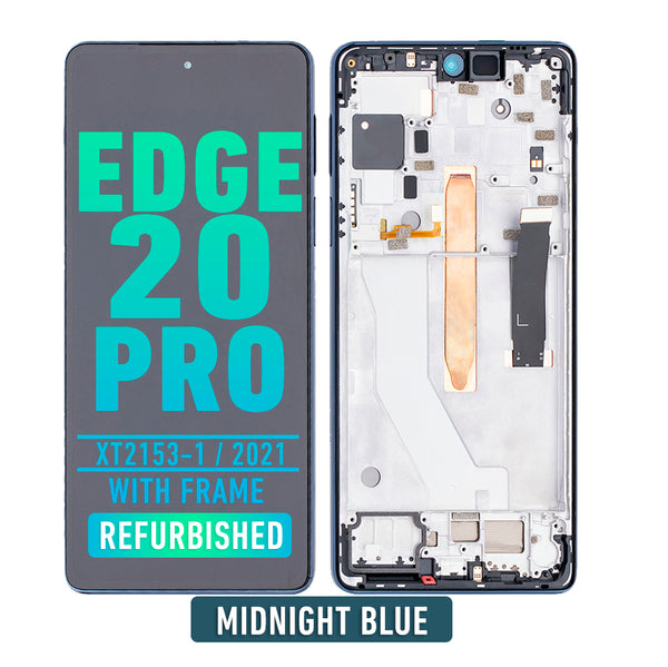 Motorola Edge 20 Pro (XT2153-1 / 2021) LCD Assembly With Frame (Refurbished) (Midnight Blue)