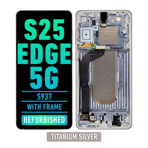 Samsung Galaxy S25 Edge 5G OLED Screen Assembly Replacement With Frame (Refurbished) (Titanium Silver)