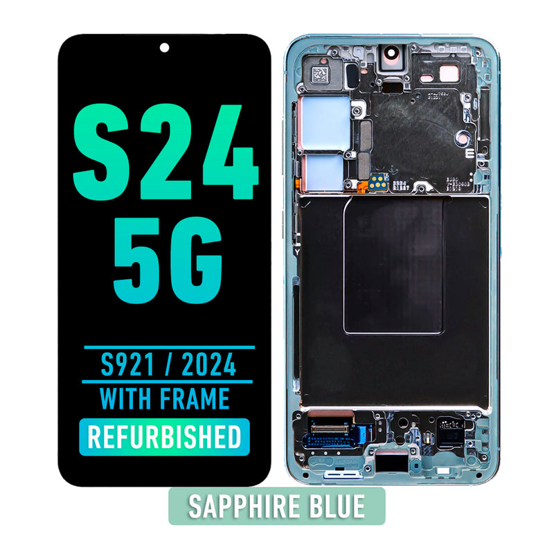 Samsung Galaxy S24 OLED Screen Assembly Replacement With Frame (Refurbished) (Sapphire Blue)