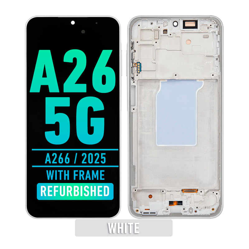 Samsung Galaxy A26 5G (A266 / 2025 ) OLED Screen Assembly Replacement With Frame (Refurbished) (White)