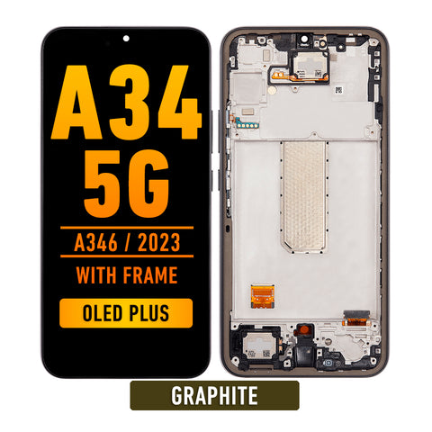 Samsung Galaxy A34 5G (A346 / 2023) OLED Screen Assembly Replacement With Frame (OLED PLUS) (Graphite)