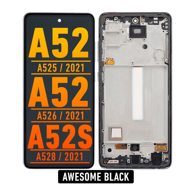Samsung Galaxy A52 4G (A525 / 2021) (6.36") OLED Screen Assembly Replacement With Frame (OLED PLUS) (Awesome Black)