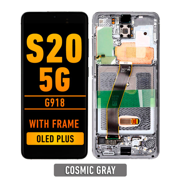 Samsung Galaxy S20 5G LCD Screen Assembly Replacement With Frame (Compatible For All Carriers Except Verizon 5G UW Model) (OLED PLUS) (Cosmic Gray)