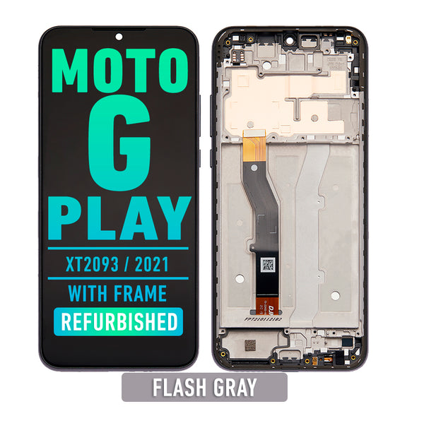 Motorola G Play 2021 (XT2093) LCD Screen Assembly Replacement With Frame (Refurbished) (Flash Gray)