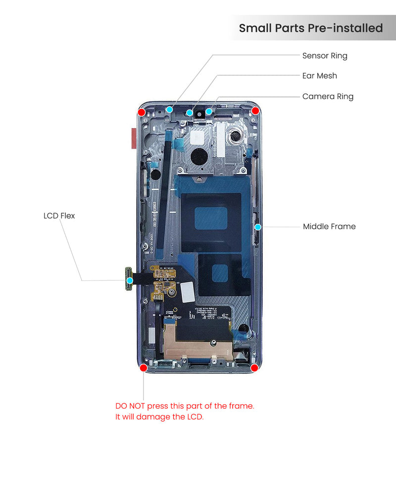 LG G7 ThinQ / G7 Plus / G7 One LCD Screen Assembly Replacement With Frame (Grey)