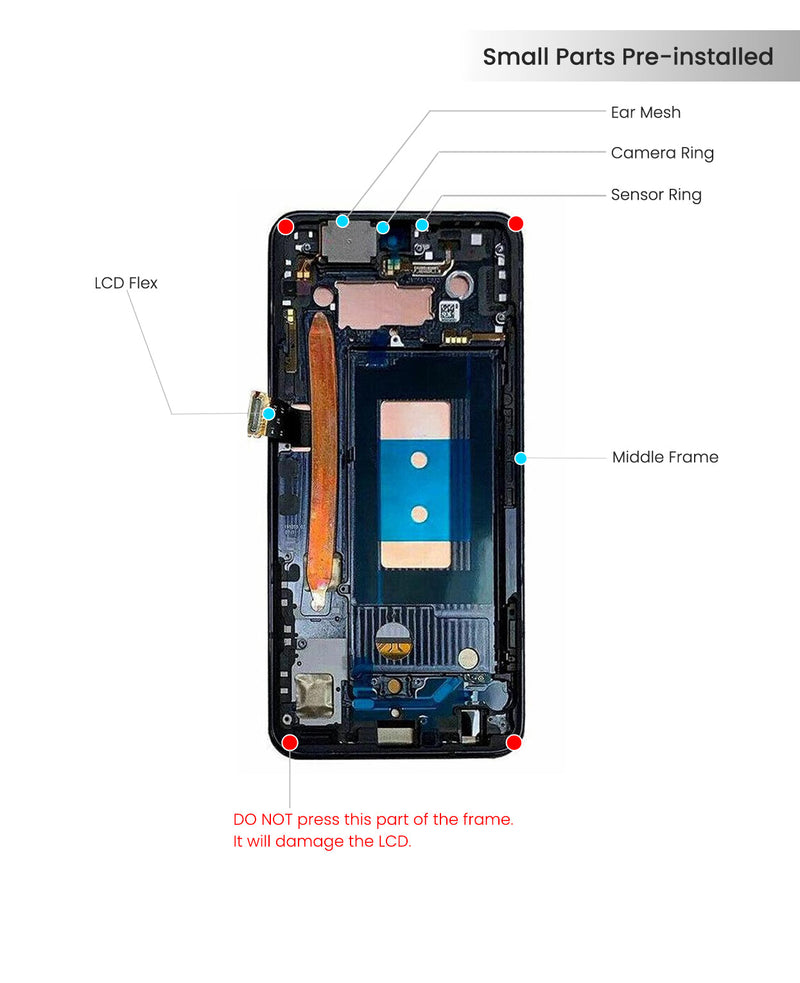 LG G8X ThinQ / V50S ThinQ 5G LCD Screen Assembly Replacement With Frame (Aurora Black)