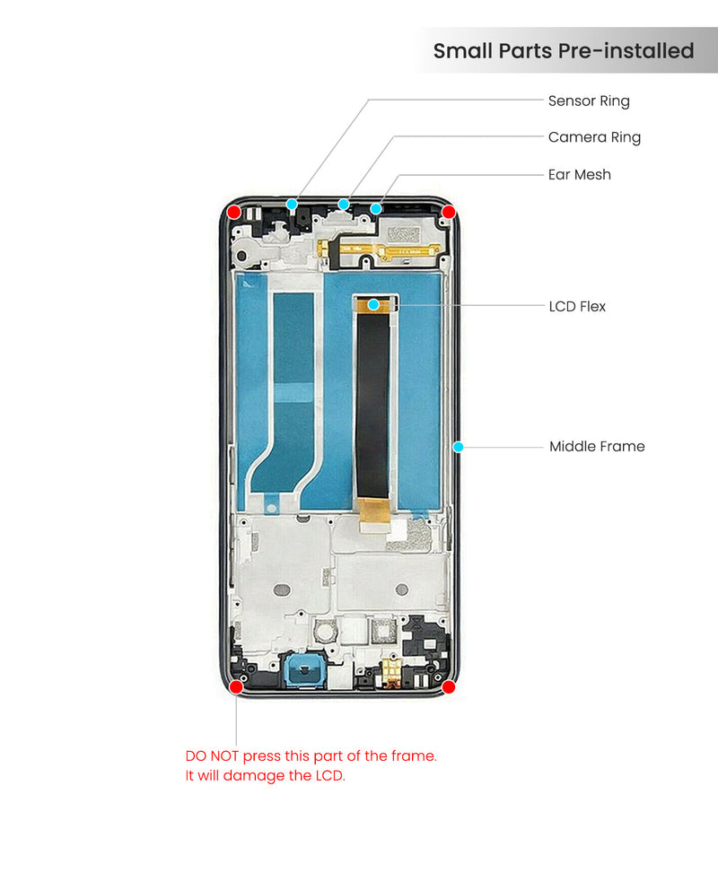 LG K51 / Q51 K500 LCD Screen Assembly Replacement With Frame (Refurbished) (Black)