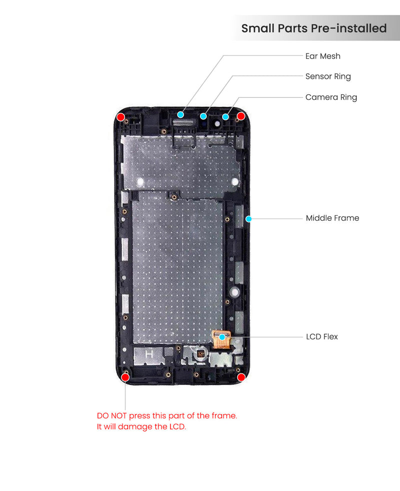 LG K8 (K350/2016)/Phoenix 2/Escape 3 LCD Screen Replacement Assembly With Frame (Black)