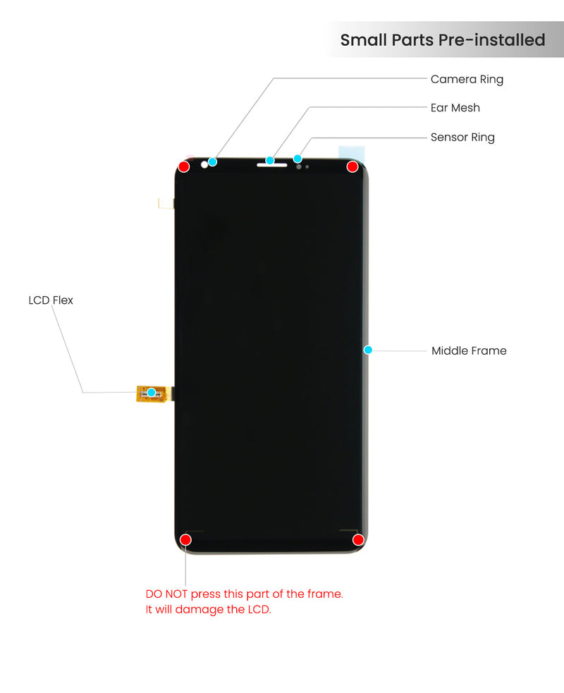 LG V30 / V30 Plus / V30S ThinQ LCD Screen Assembly Replacement With Frame (Cloud Silver)