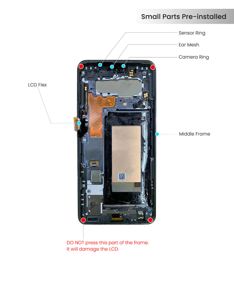 LG V60 ThinQ 5G UW (LM-V600) LCD Screen Assembly Replacement With Frame (Gold)