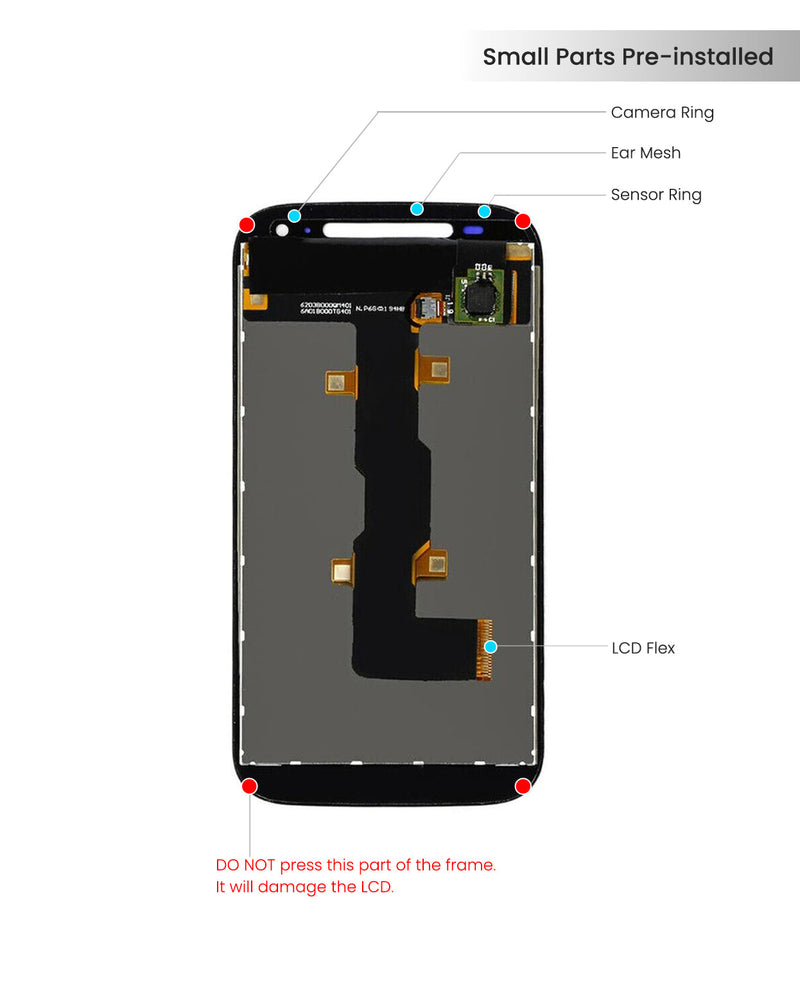 Motorola Moto E2 (XT1527) LCD Screen Assembly Replacement Without Frame (Refurbished) (Black)