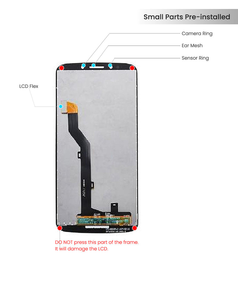 Motorola Moto G6 Play (XT1922-6-7-9) LCD Screen Assembly Replacement Without Frame (USA Version) (Black)