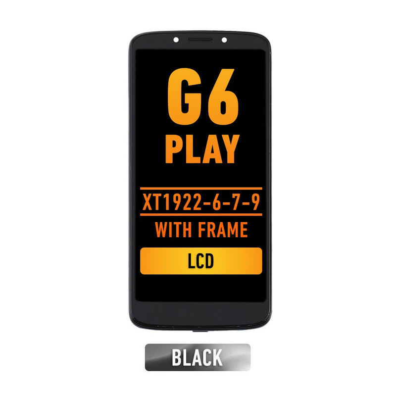 Motorola Moto G6 Play (XT1922-6-7-9) LCD Screen Assembly Replacement With Frame (USA Version) (Black)