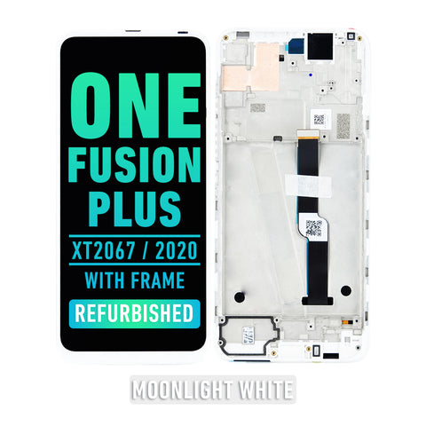 Motorola One Fusion Plus (XT2067 / 2020) LCD Screen Assembly Replacement With Frame (Refurbished) (Moonlight White)