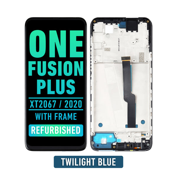 Motorola One Fusion Plus (XT2067 / 2020) LCD Screen Assembly Replacement With Frame (Refurbished) (Twilight Blue)