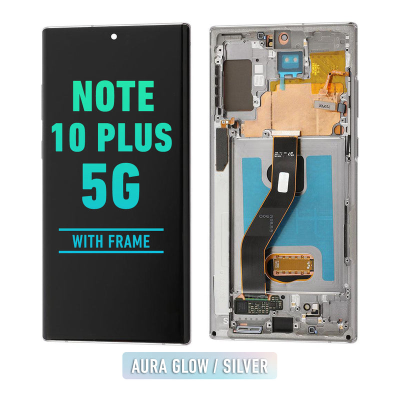 Samsung Galaxy Note 10 Plus / Note 10 Plus 5G OLED Screen Assembly Replacement With Frame (Refurbished) (Aura Glow / Silver)