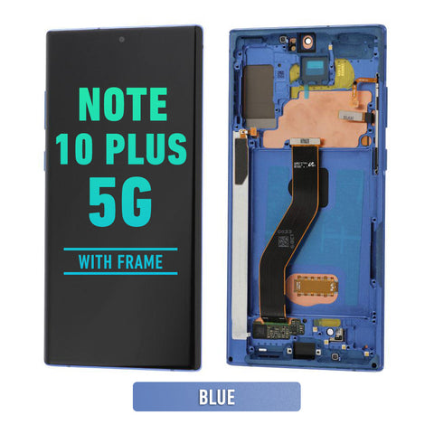 Samsung Galaxy Note 10 Plus / Note 10 Plus 5G OLED Screen Assembly Replacement With Frame (Refurbished) (Aura Blue)