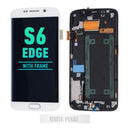 Samsung Galaxy S6 Edge OLED Screen Assembly Replacement With Frame (AT&T / T-Mobile / International) (Refurbished) (White Pearl / Silver)