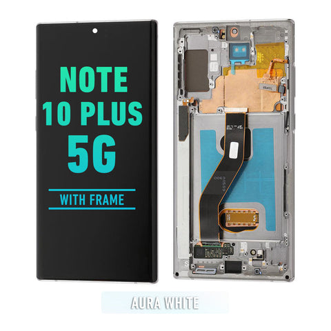 Samsung Galaxy Note 10 Plus / Note 10 Plus 5G OLED Screen Assembly Replacement With Frame (Refurbished) (Aura White)