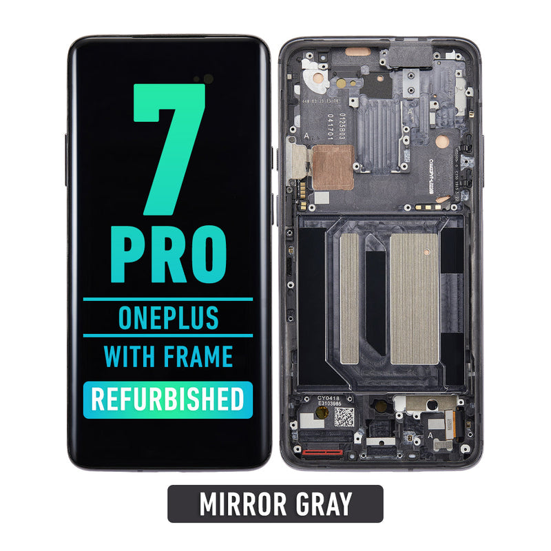 OnePlus 7 Pro OLED Screen Assembly Replacement With Frame (Refurbished) (Mirror Grey)