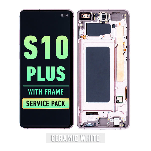 Samsung Galaxy S10 Plus OLED Screen Assembly Replacement With Frame (Service Pack) (Prism White)