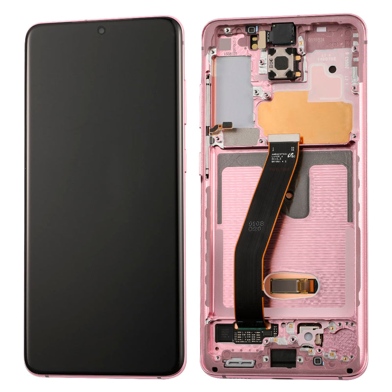 Samsung Galaxy S20 5G LCD Screen Assembly Replacement With Frame (Compatible For All Carriers Except Verizon 5G UW Model) (Oled Plus) (Cloud Pink)