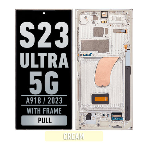 Samsung Galaxy S23 Ultra OLED Screen Assembly Replacement With Frame (Aftermarket Pull) (GOOD) (Cream)