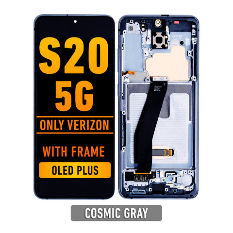 Samsung Galaxy S20 5G OLED Screen Assembly Replacement With Frame (Compatible Only For Verizon 5G UW Model) (OLED PLUS) (Cosmic Gray)