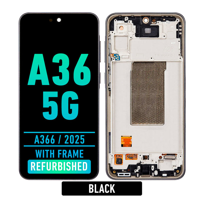 Samsung Galaxy A36 5G (A366 / 2025) OLED Screen Assembly Replacement With Frame (Refurbished) (Black)