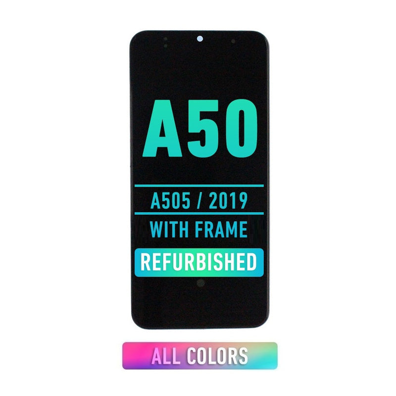 Samsung Galaxy A50 (A505 / 2019) LCD Screen Assembly Replacement With Frame (US Version) (Refurbished) (All Colors)