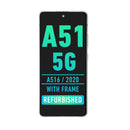 Samsung Galaxy A51 5G  (A516 / 2020) (Non-Verizon 5G UW FRAME) OLED Screen Assembly Replacement With Frame (Refurbished) (White)