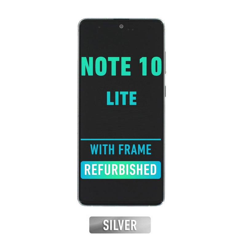 Samsung Galaxy Note 10 Lite OLED Screen Assembly Replacement With Frame (Refurbished) (Aura Glow / Silver)