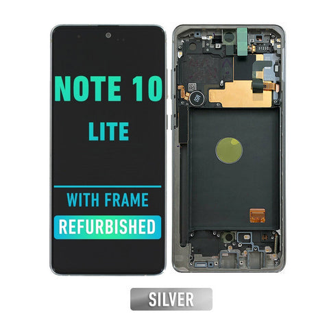 Samsung Galaxy Note 10 Lite OLED Screen Assembly Replacement With Frame (Refurbished) (Aura Glow / Silver)
