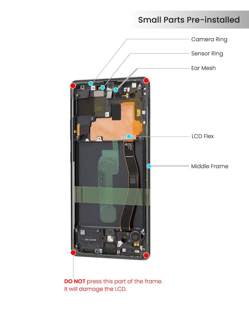 Samsung Galaxy S10 Lite OLED Screen Assembly Replacement With Frame (Refurbished) (Prism Black)