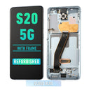 Samsung Galaxy S20 5G OLED Screen Assembly Replacement With Frame (Compatible For All Carriers Except Verizon 5G UW Model) (Refurbished) (Cloud Blue)