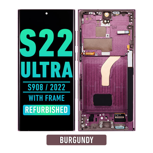 Samsung Galaxy S22 Ultra OLED Screen Assembly Replacement With Frame (Refurbished) (Burgundy)