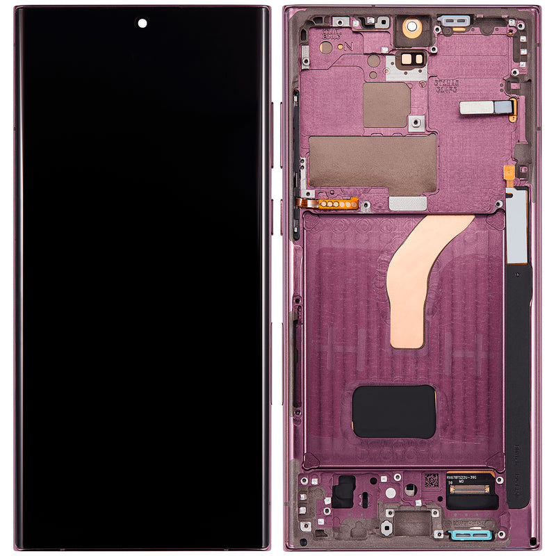 Samsung Galaxy S22 Ultra OLED Screen Assembly Replacement With Frame (Refurbished) (Burgundy)