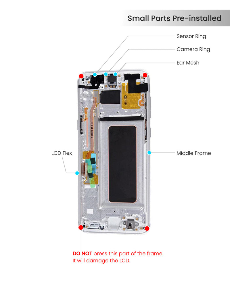 Samsung Galaxy S8 Plus OLED Screen Assembly Replacement With Frame (Refurbished) (Orchid Gray / Purple)