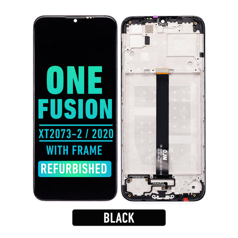 Motorola One Fusion (XT2073-2 / 2020) LCD Screen Assembly Replacement With Frame (Refurbished) (Black)