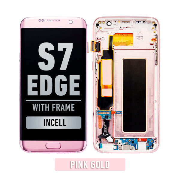Samsung Galaxy S7 Edge OLED Screen Assembly Replacement With Frame (US Version) (Aftermarket Incell) (Pink Gold)