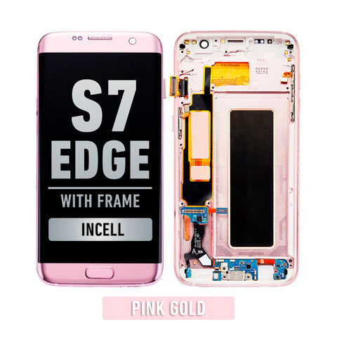 Samsung Galaxy S7 Edge OLED Screen Assembly Replacement With Frame (US Version) (Aftermarket Incell) (Pink Gold)