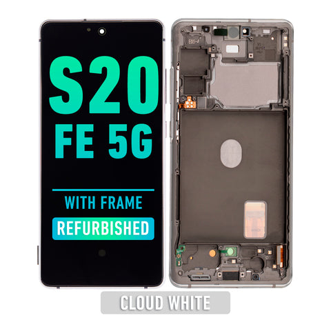 Samsung Galaxy S20 FE OLED Screen Assembly Replacement With Frame (Refurbished) (Cloud White)