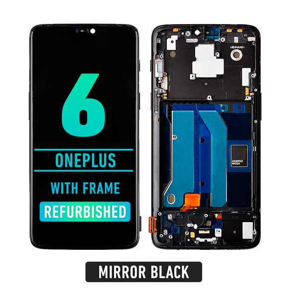 OnePlus 6 OLED Screen Assembly Replacement With Frame (Refurbished) (Mirror Black)