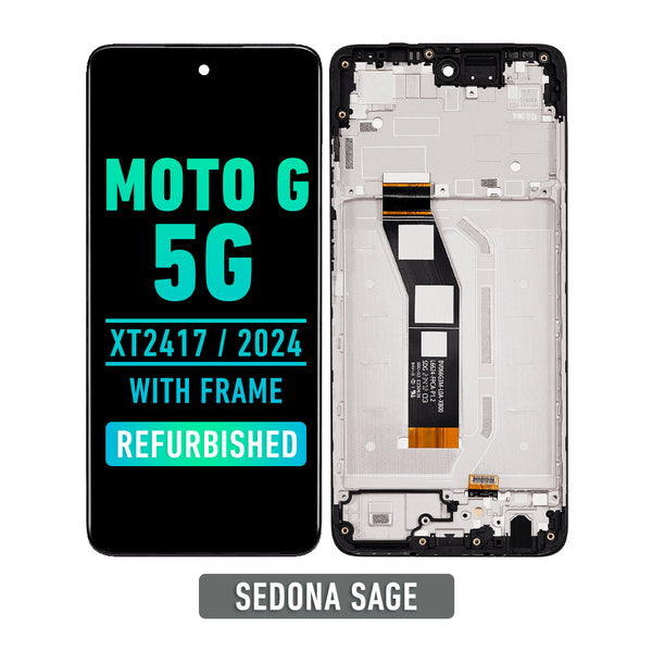 Motorola Moto G 5G (XT2417 / 2024) LCD Screen Assembly Replacement With Frame (Refurbished) (Sedona Sage)