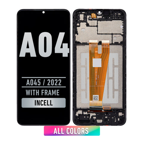 Samsung Galaxy A04 (A045 / 2022) LCD Screen Assembly Replacement With Frame (INCELL) (All Colors)