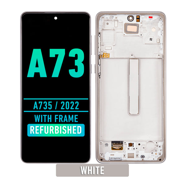 Samsung Galaxy A73 (A735 / 2022) OLED Screen Assembly Replacement With Frame (Refurbished) (White)
