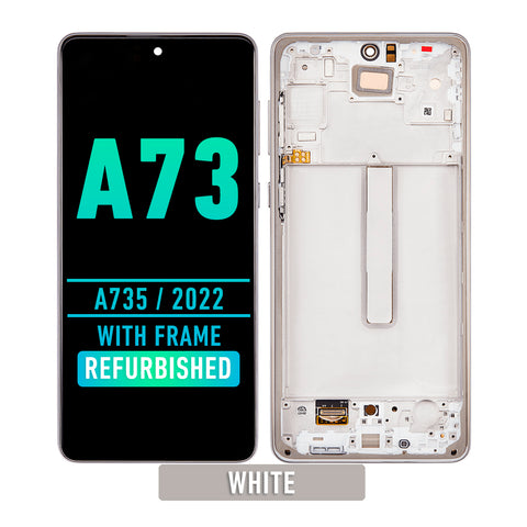 Samsung Galaxy A73 (A735 / 2022) OLED Screen Assembly Replacement With Frame (Refurbished) (White)