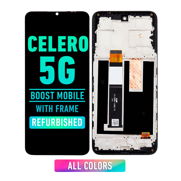 Boost Mobile Celero 5G LCD Screen Assembly Replacement With Frame (Refurbished) (All Colors)